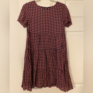 Madewell dress size small tiered dress work casual church pink blue